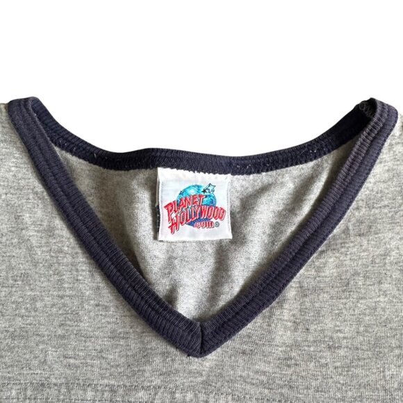 Vintage 90s Planet Hollywood New Orleans T-Shirt XL – Made in USA – V-Neck Ringe - Picture 4 of 11